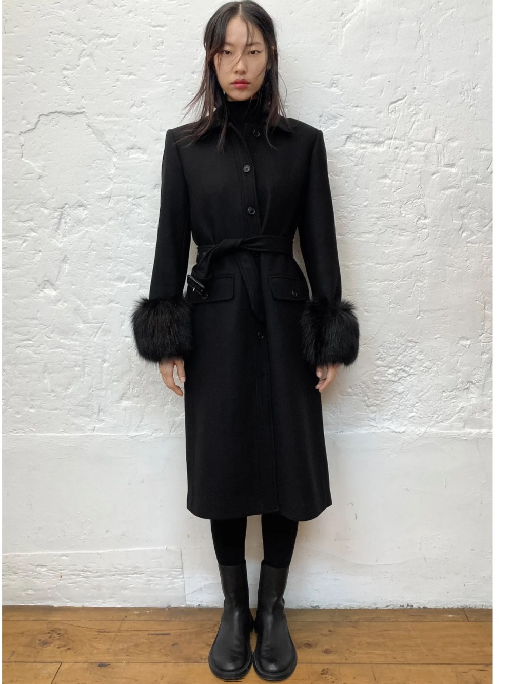 Zara Manteco Wool Coat Wool Coat in Black